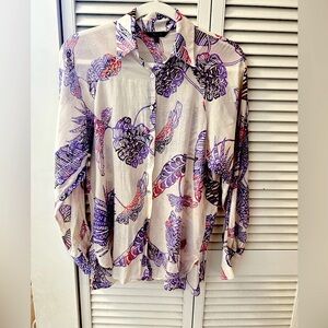 Massimo Dutti Floral Print Silk Blend Top - 6